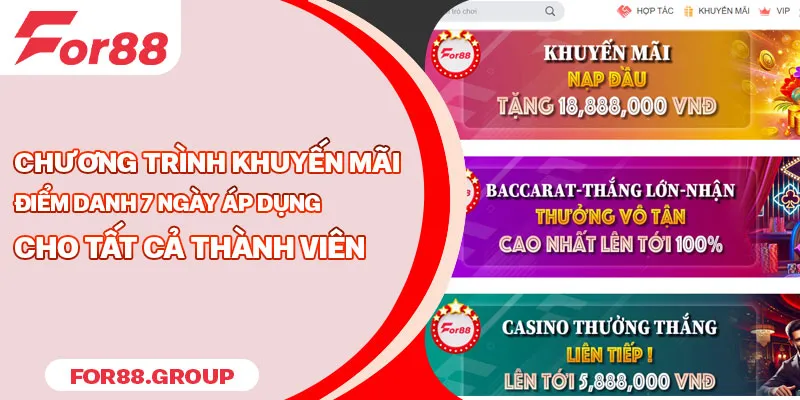 Chương trình khuyến mãi điểm danh 7 ngày áp dụng cho tất cả thành viên